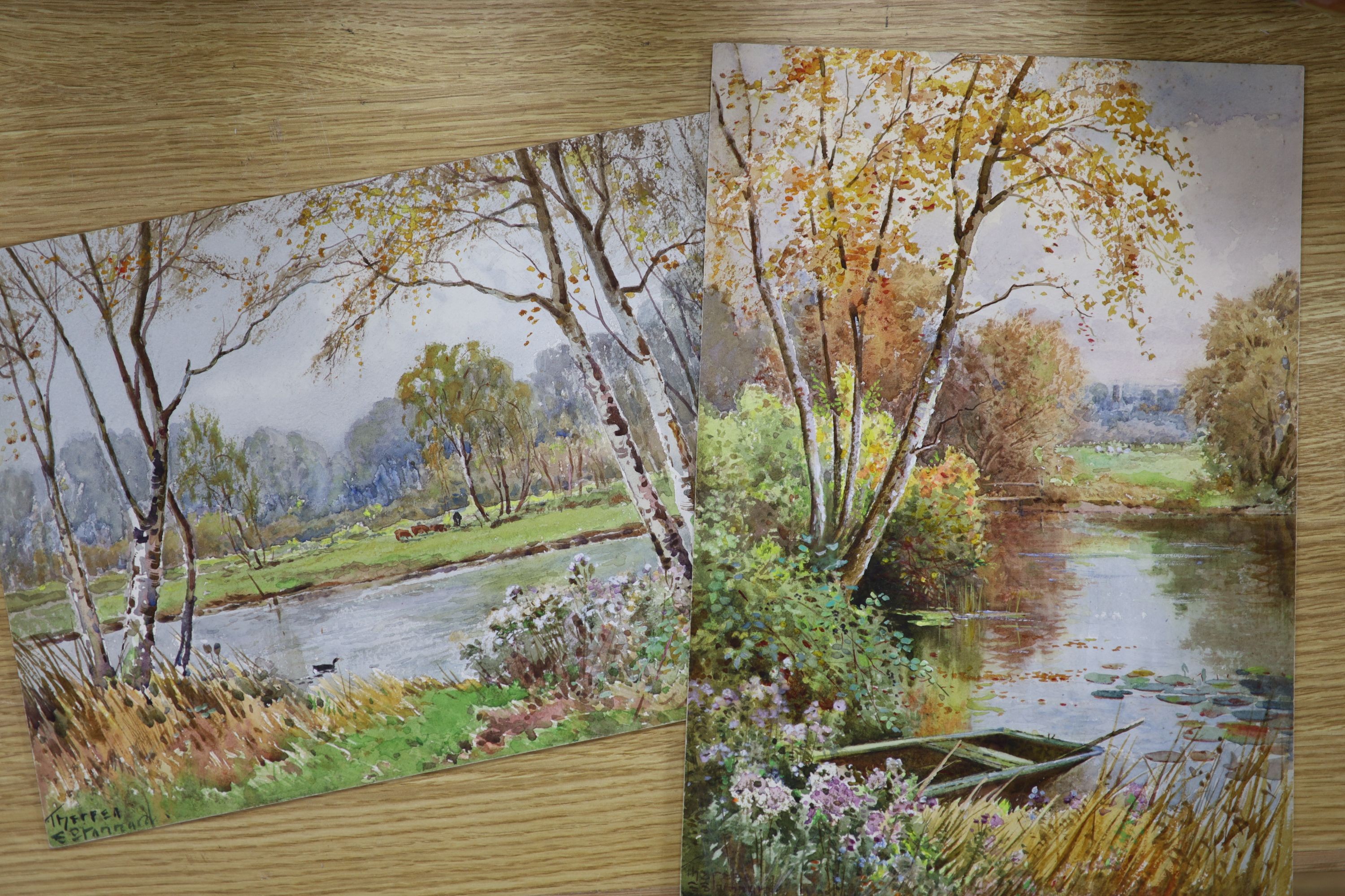 Theresa Sylvester Stannard (1898-1947), watercolour, 'The Ouse...' and another river landscape